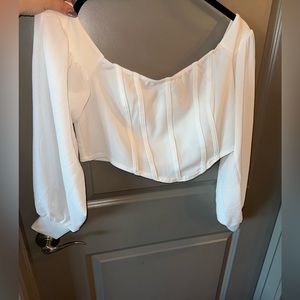 White corset style crop top